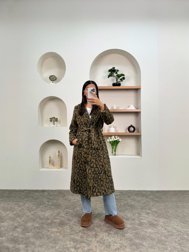 Orse Leopar Desenli Kırçıllı Astarlı Kaban