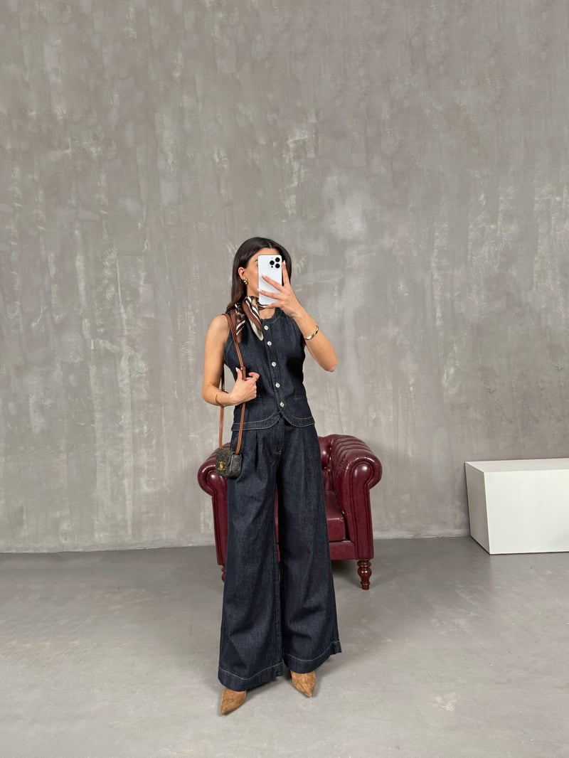 Rolfi Lacivert ZR Muadil Yelek Pantolon Denim Takım