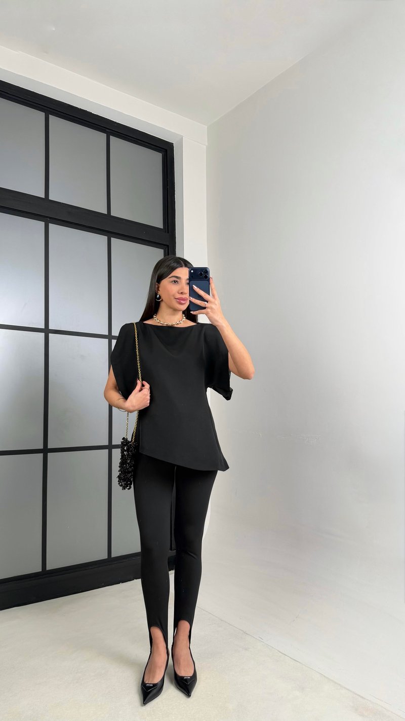 Siyah Balon Kol Bluz GAUS-01126