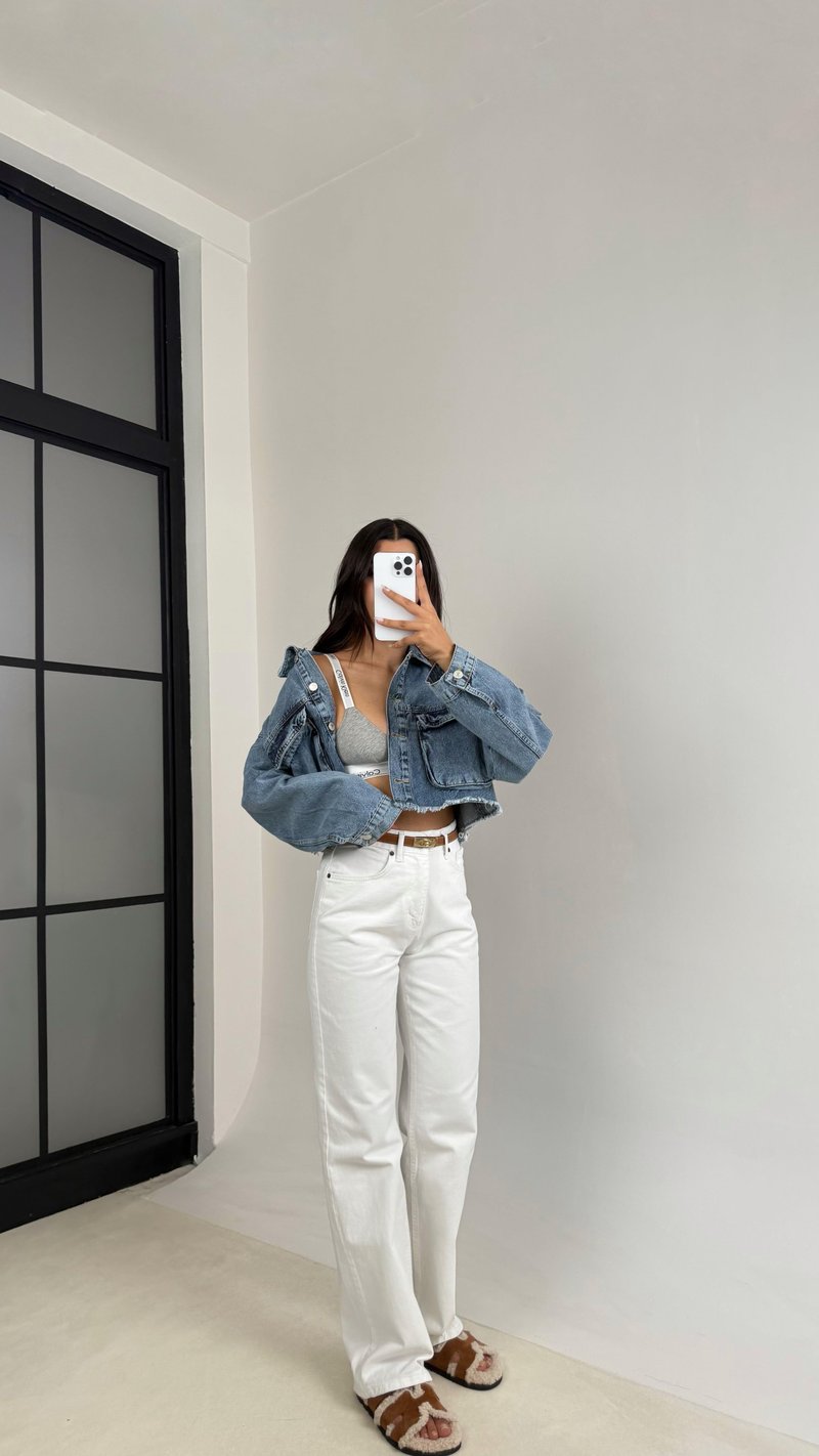 Beyaz ZR Model Straight Jean GAUS-0079