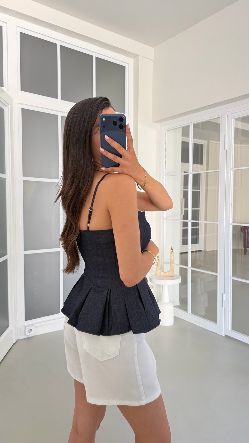 Lacivert Ayarlanabilir Askılı Likralı Korse GAUS-01719