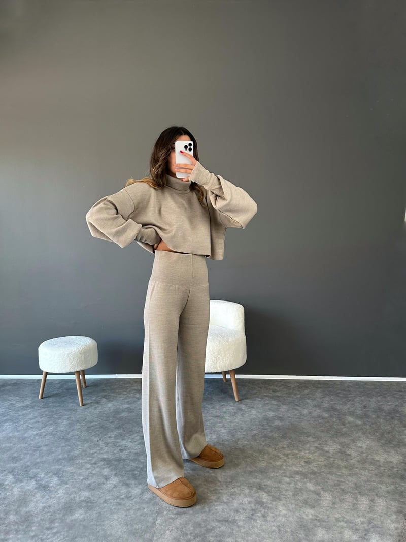 Li Vizon Crop Pantolon Triko Takım 