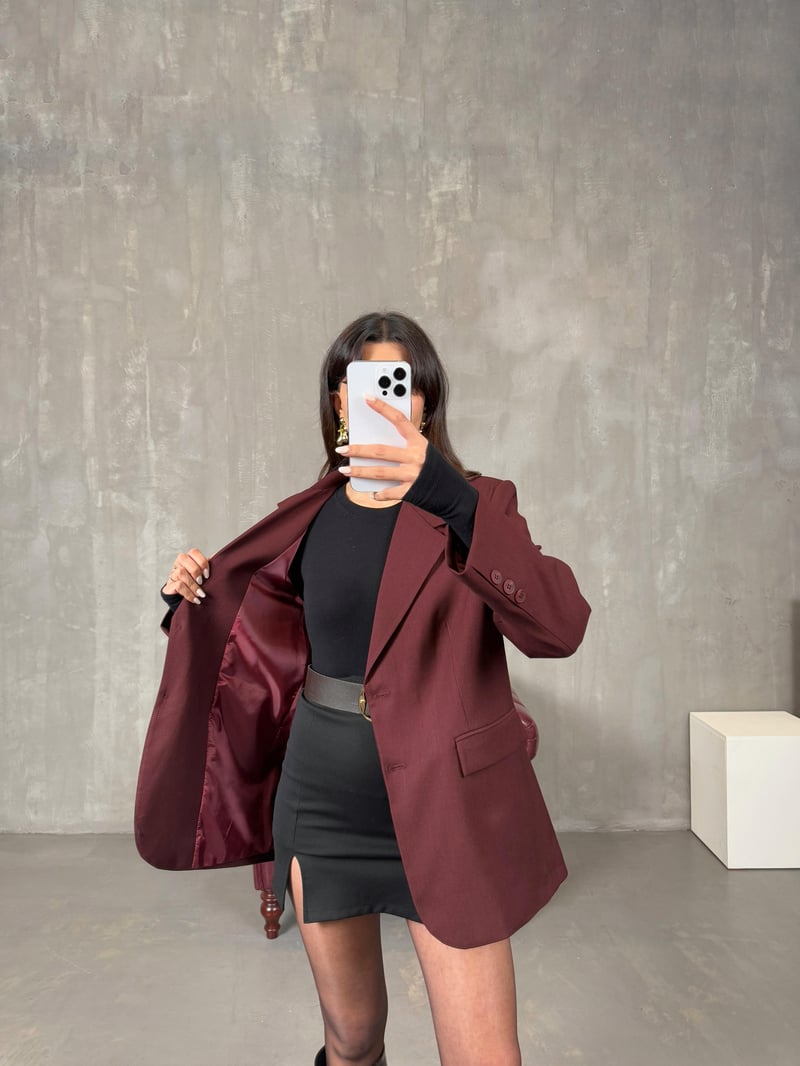 Lenora Bordo Astarlı Blazer Ceket