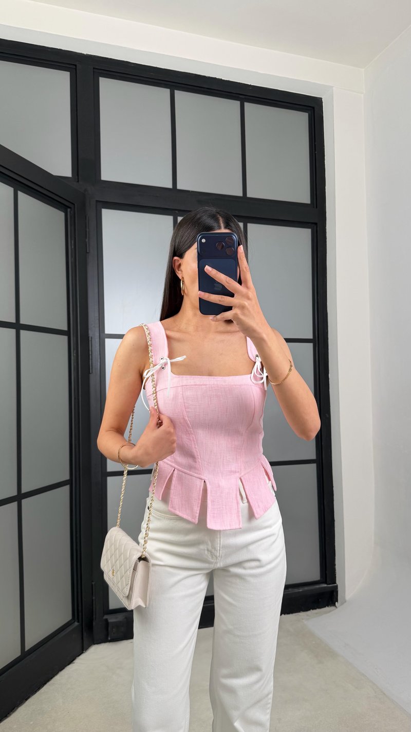 Pembe İp Detaylı Korse GAUS-01426