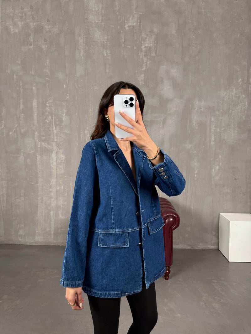 Yunga Lacivert Vatkalı Denim Ceket