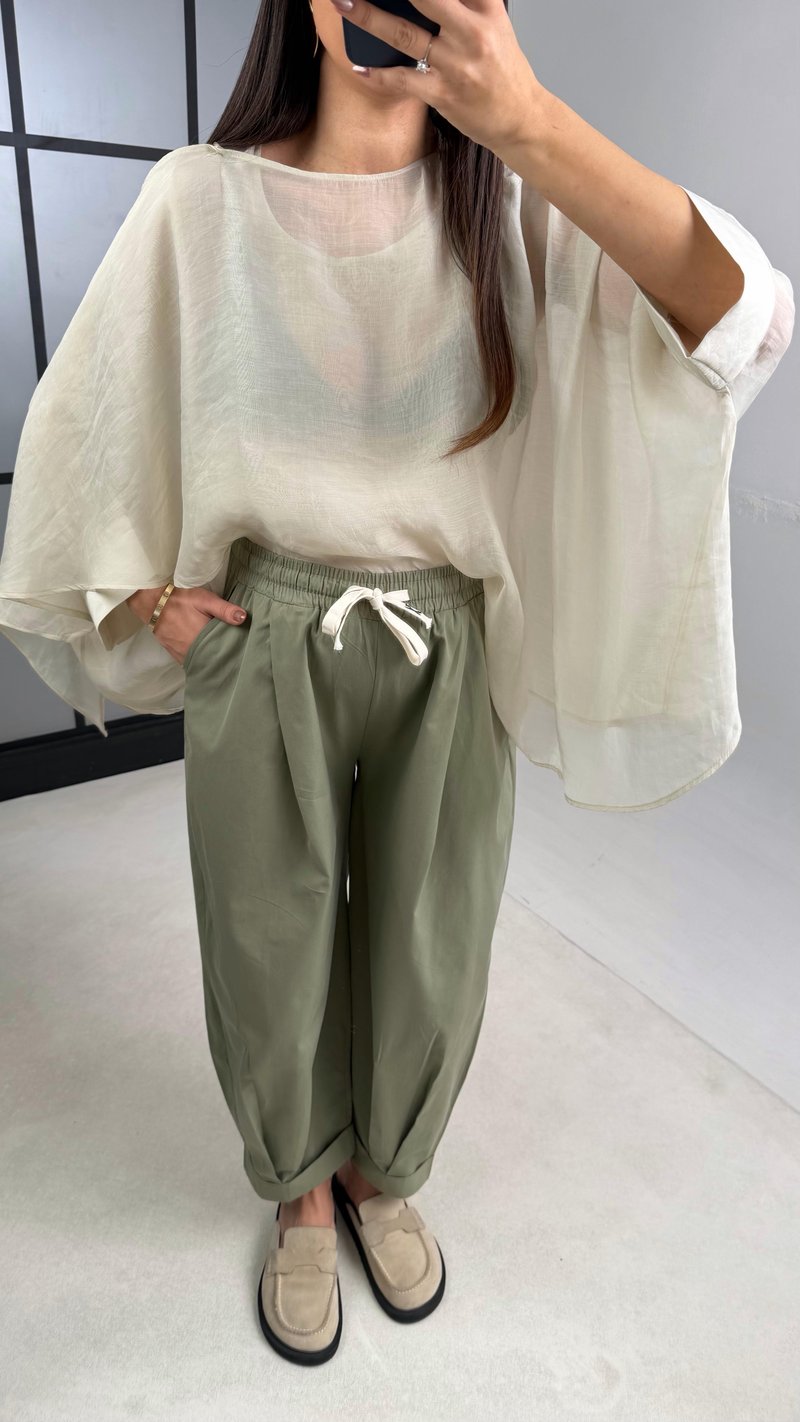 Yeşil Beli Lastikli Muadil Pantolon GAUS-01119