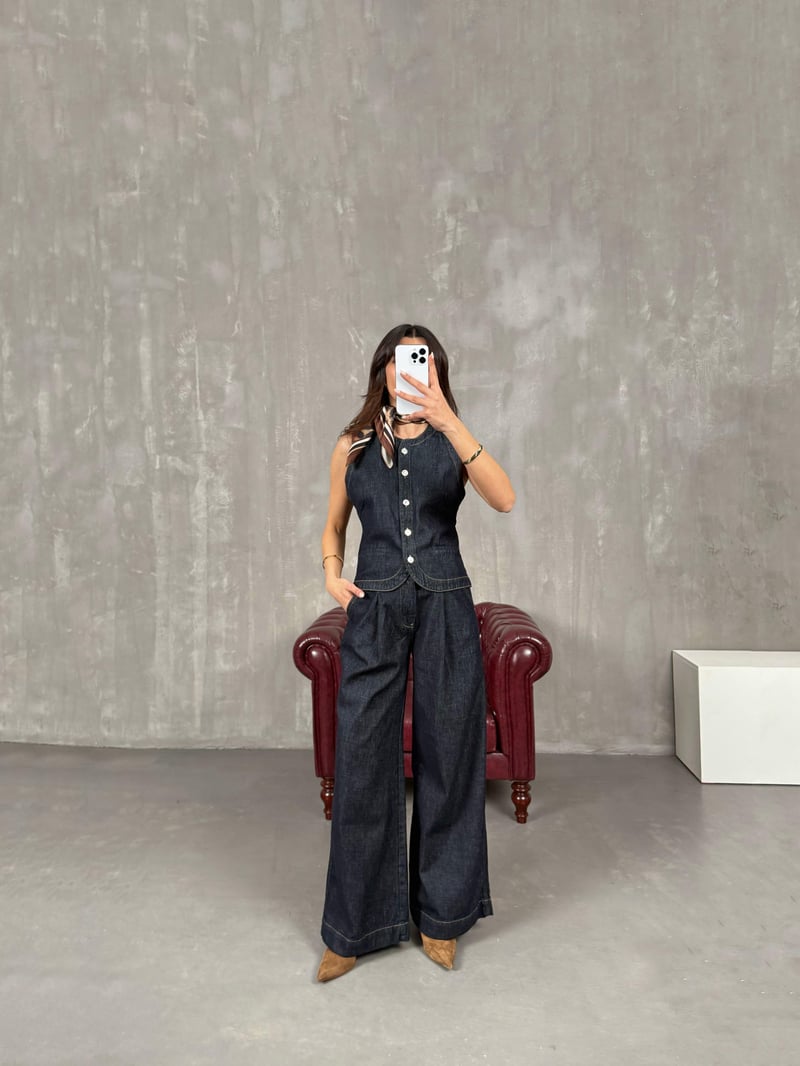 Rolfi Lacivert ZR Muadil Yelek Pantolon Denim Takım