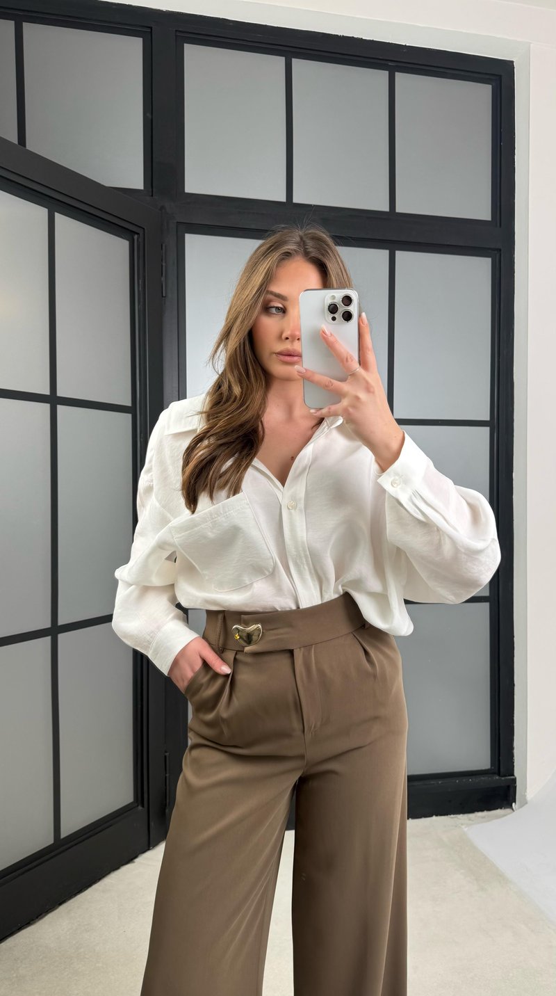 Haki Gold Toka Detaylı Pantolon GAUS-01168