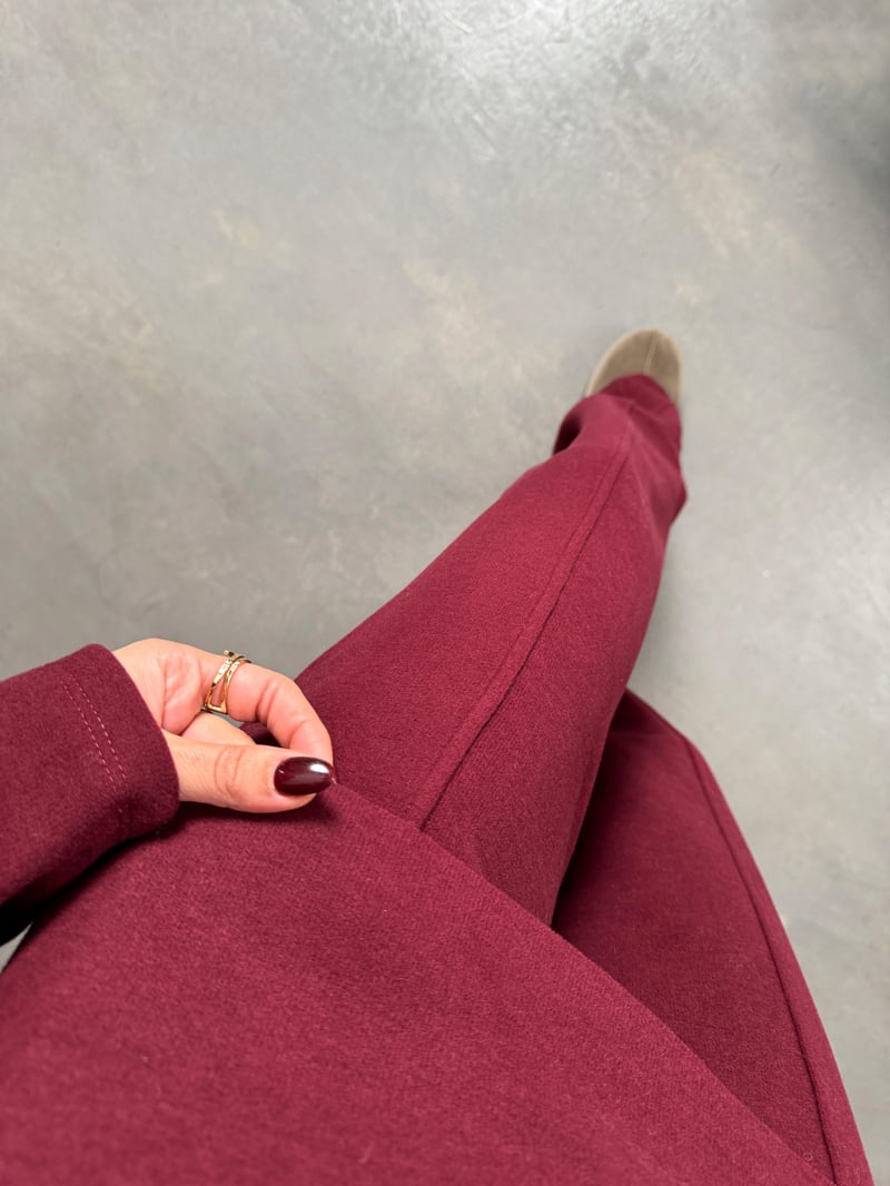 Versa Bordo Selanik Kumaş Kazak Pantolon Takım