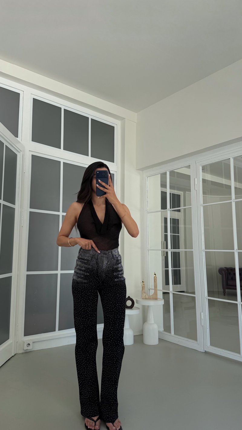 Siyah Taş Detaylı Premium Denim Pantolon GAUS-01794