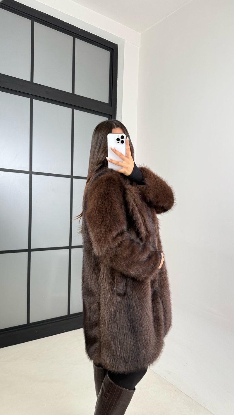 Kahve Astarlı Midi Boy Premium Kürk GAUS-00504