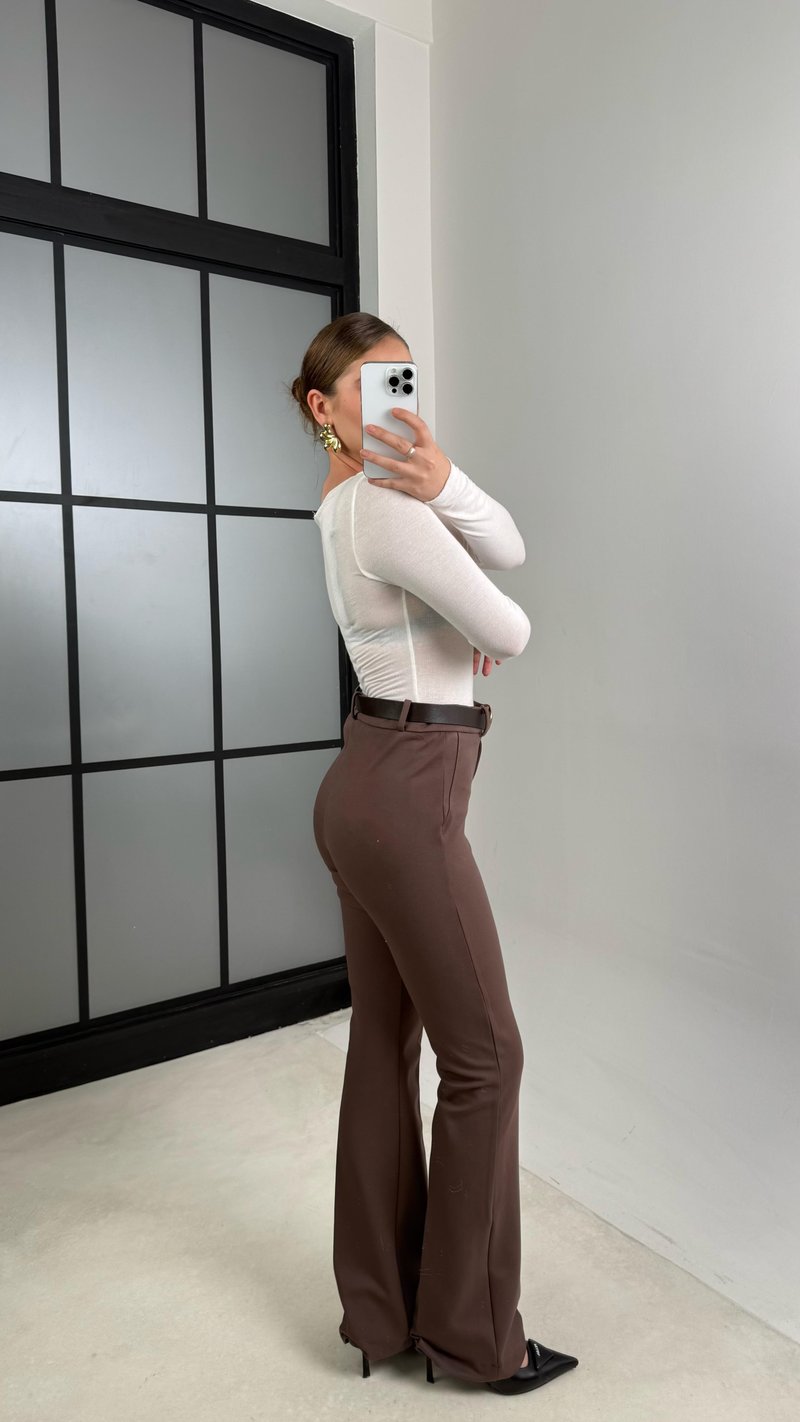 Kahve Kemerli Çelik Pantolon GAUS-00706