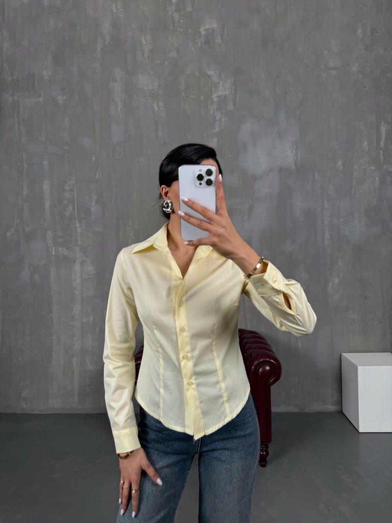 Sarı Slim Fit Gömlek Gaus00039