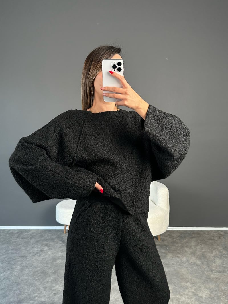 Kylie Siyah Teddy Buklet İkili Takım