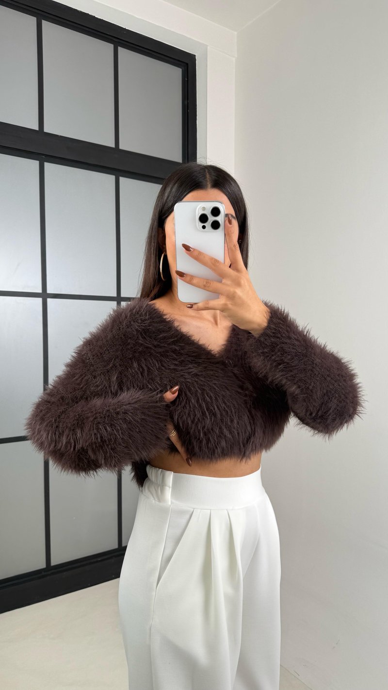 Beyaz Beli Lastikli Modal Kumaş Şalvar Pantolon GAUS-00210