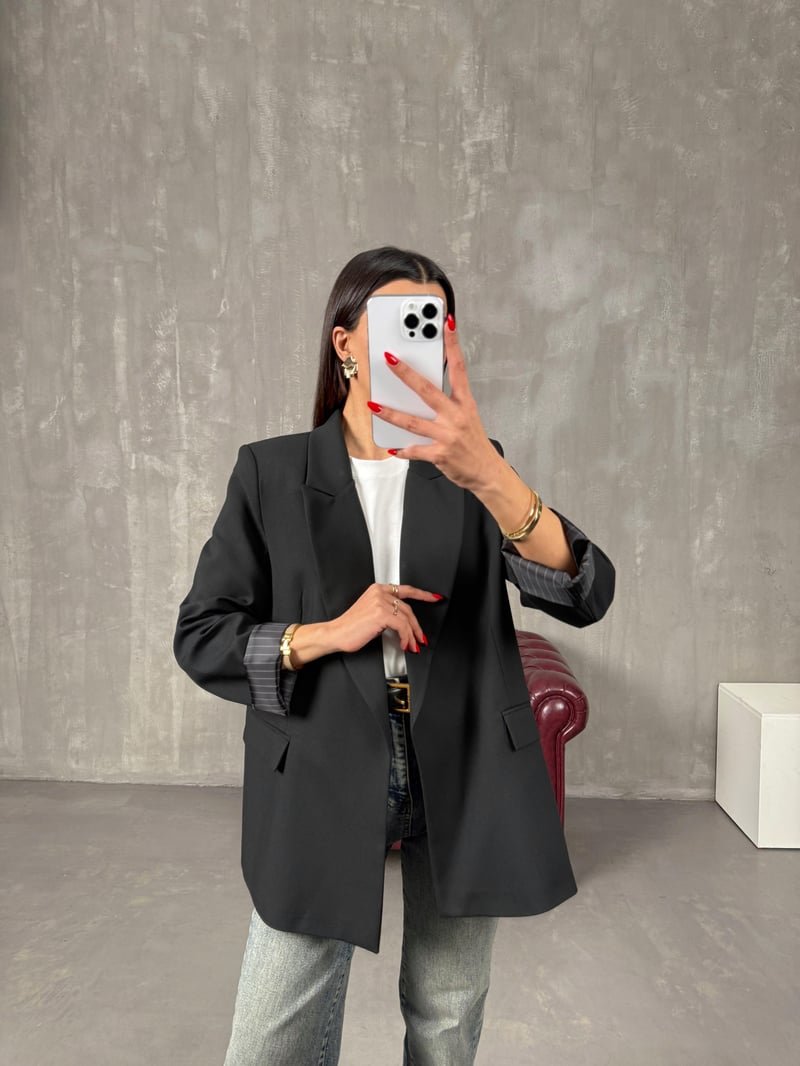 Vena Black Lined Stingray Blazer Jacket