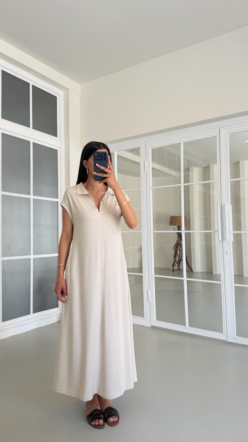 Taş Polo Yaka Basic Modal Elbise GAUS-01542