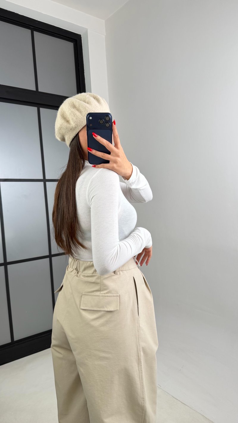 Taş Beli Lastikli Poplin Balon Pantolon GAUS-00915