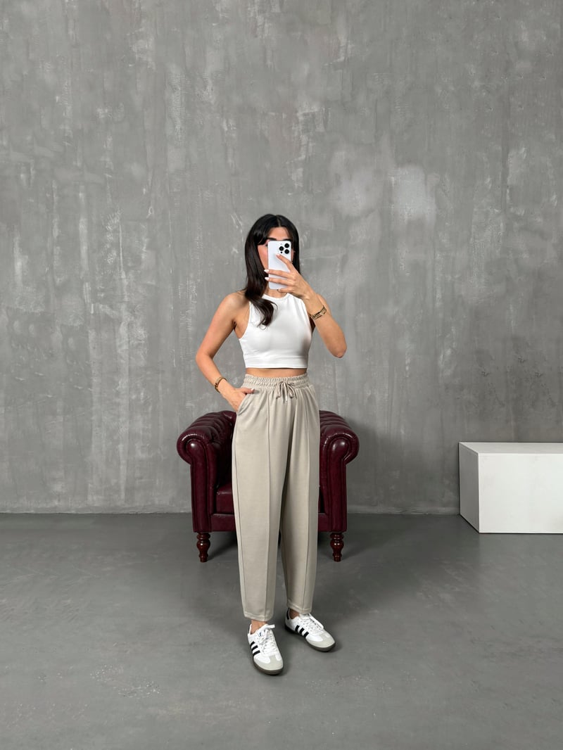 Sofya Bej Oysh Muadil Modal Kumaş Balon Pantolon