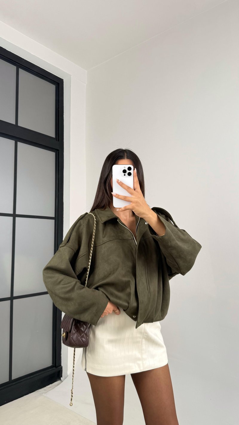 Haki Süet Premium Bomber Ceket GAUS-0088