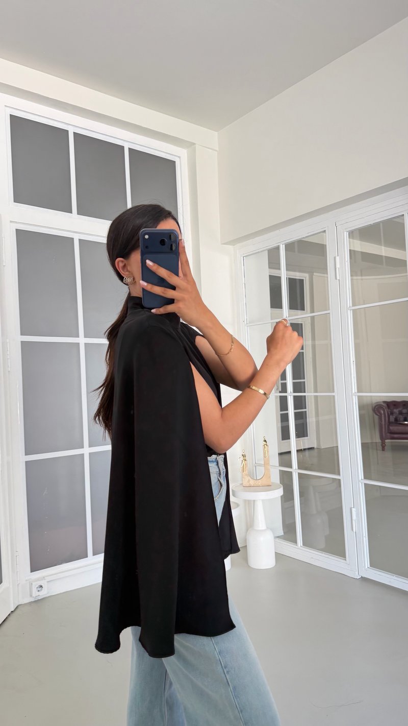 Siyah Muadil Pelerin Bluz GAUS-01756