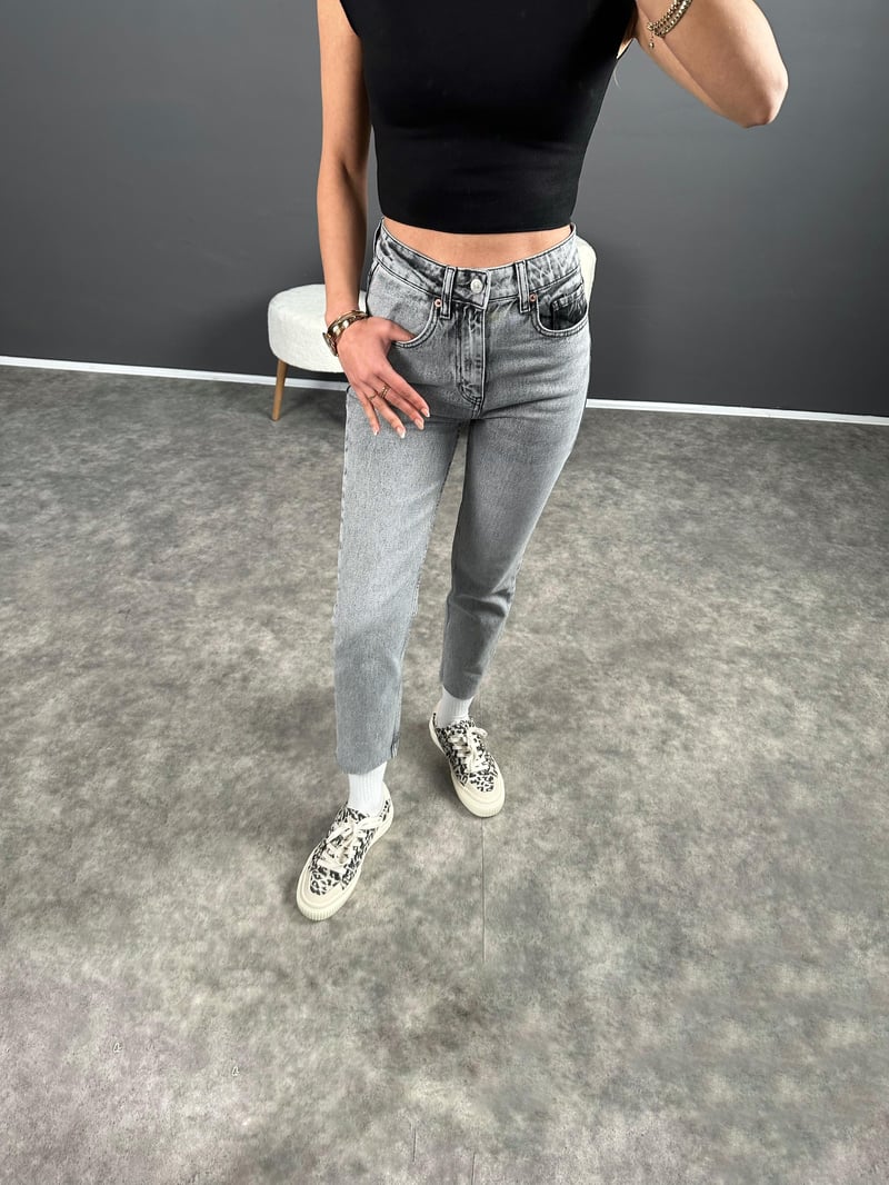 ZR Açık Füme Kesik Paça High Waist Jean