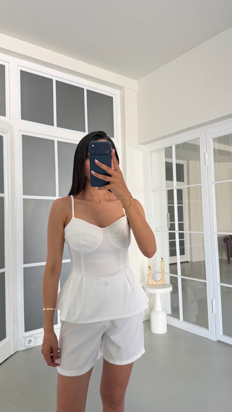 Beyaz Ayarlanabilir Askılı Likralı Korse GAUS-01719