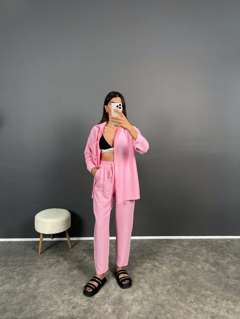 Agis Pembe Keten Ayrobin İkili Takım