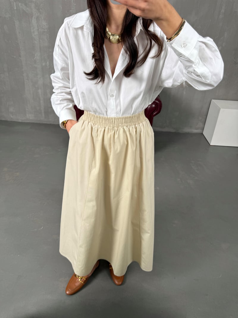 Greys Krem Poplin Etek
