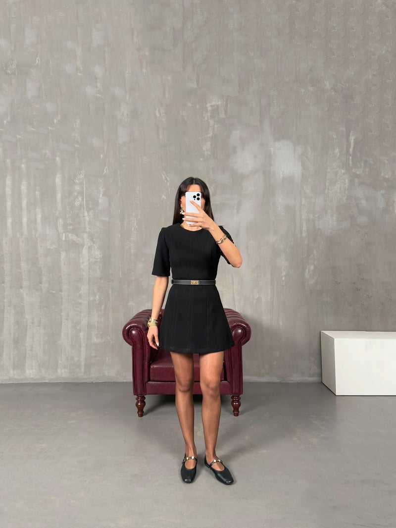 Senita Siyah ZR Model Kaşe Elbise