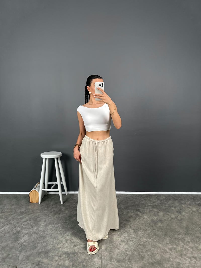 Keten Beli Lastikli Maxi Boy Etek