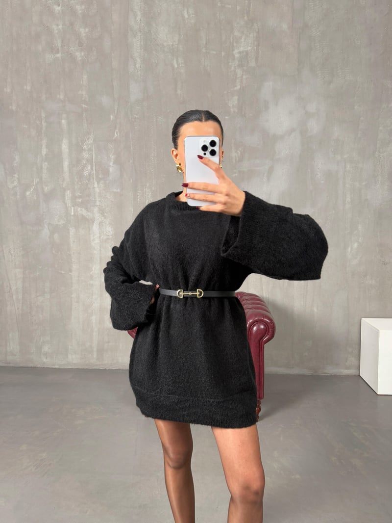 Arow Siyah Triko Oversize Kazak