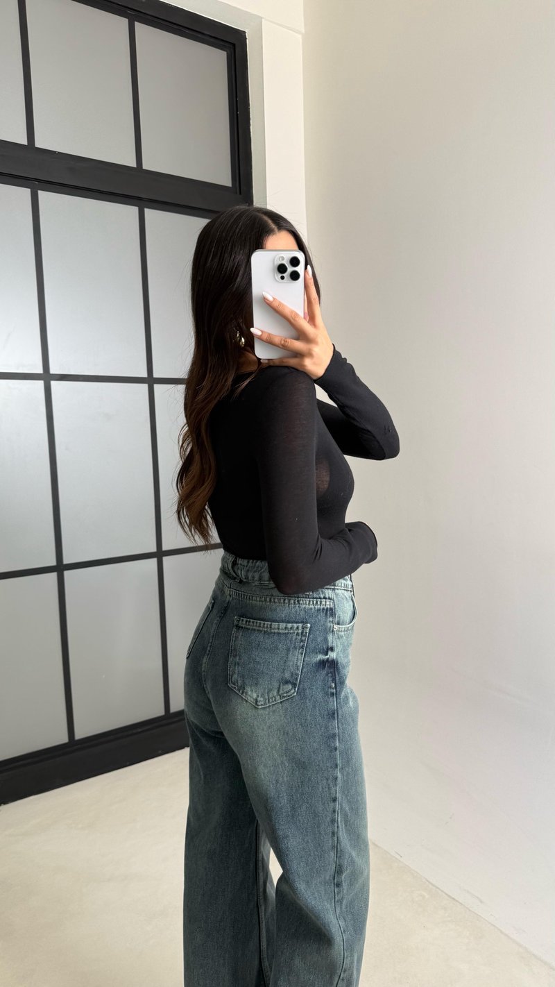Mavi Yüksek Bel Straight Jean GAUS-00547