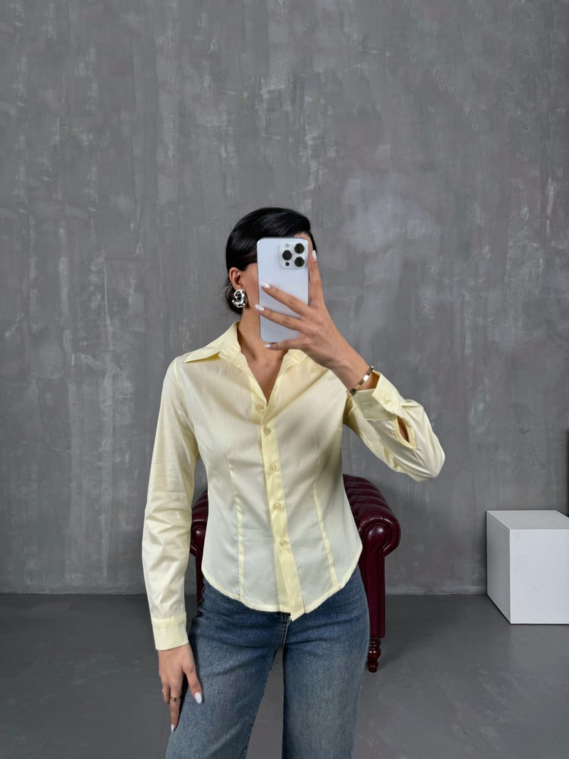 Sarı Slim Fit Gömlek Gaus00039