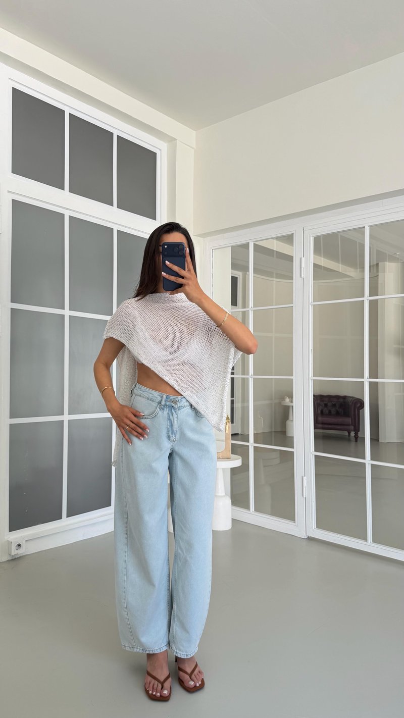 Buz Mavi Balon Tencel Denim Pantolon GAUS-01685