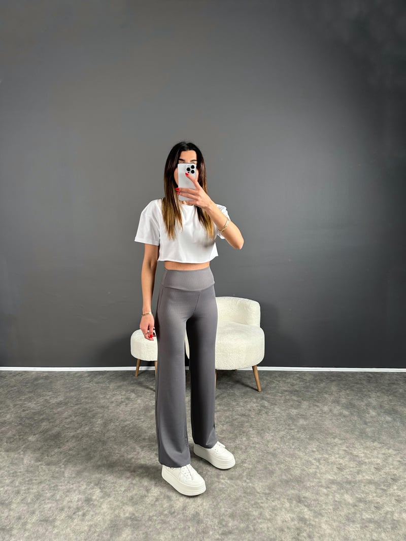 Oysh Baskılı Füme Fitilli Pantolon