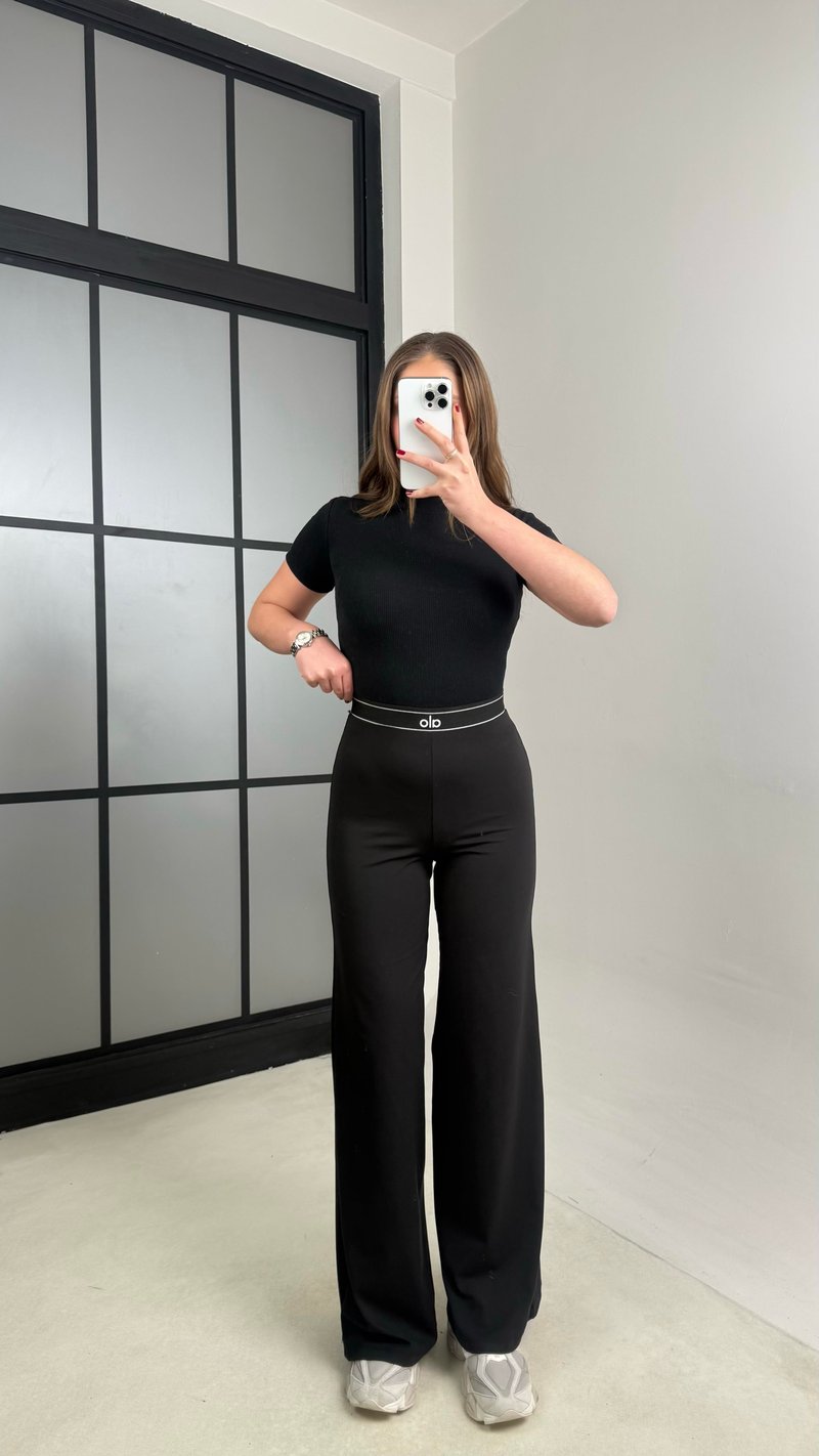 Siyah Beli Lastikli Bol Paça Muadil Tayt GAUS-01004