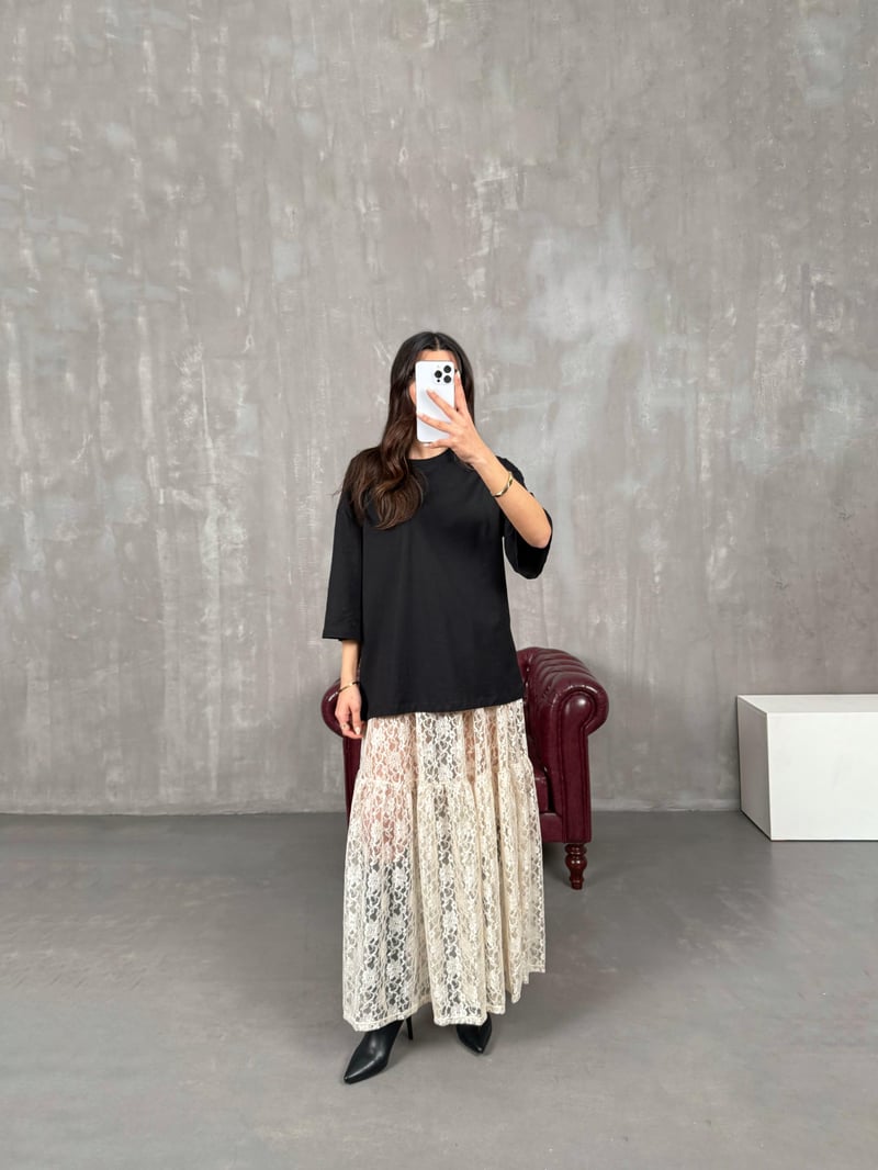 Lesda Cream Sheer Tulle Skirt