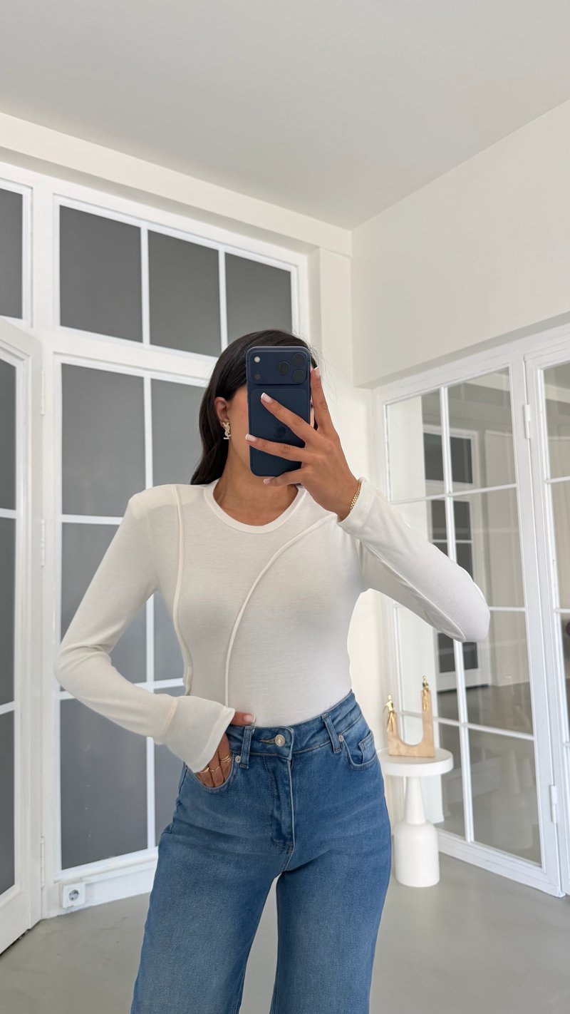 Ekru Vatkalı Basic Bluz GAUS-02163