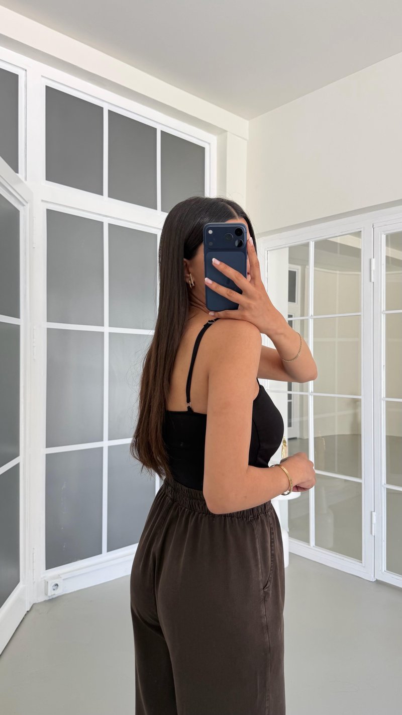 Acı Kahve Yıkamalı Beli Lastikli Tencel Pantolon GAUS-01678