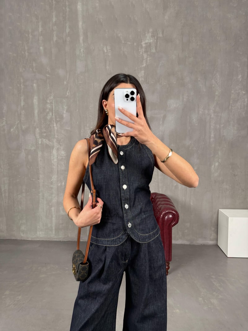 Rolfi Lacivert ZR Muadil Yelek Pantolon Denim Takım