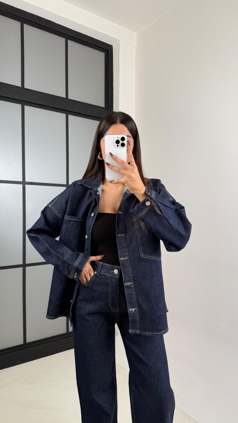 Lacivert Denim Gömlek Pantolon Takım GAUS-00220