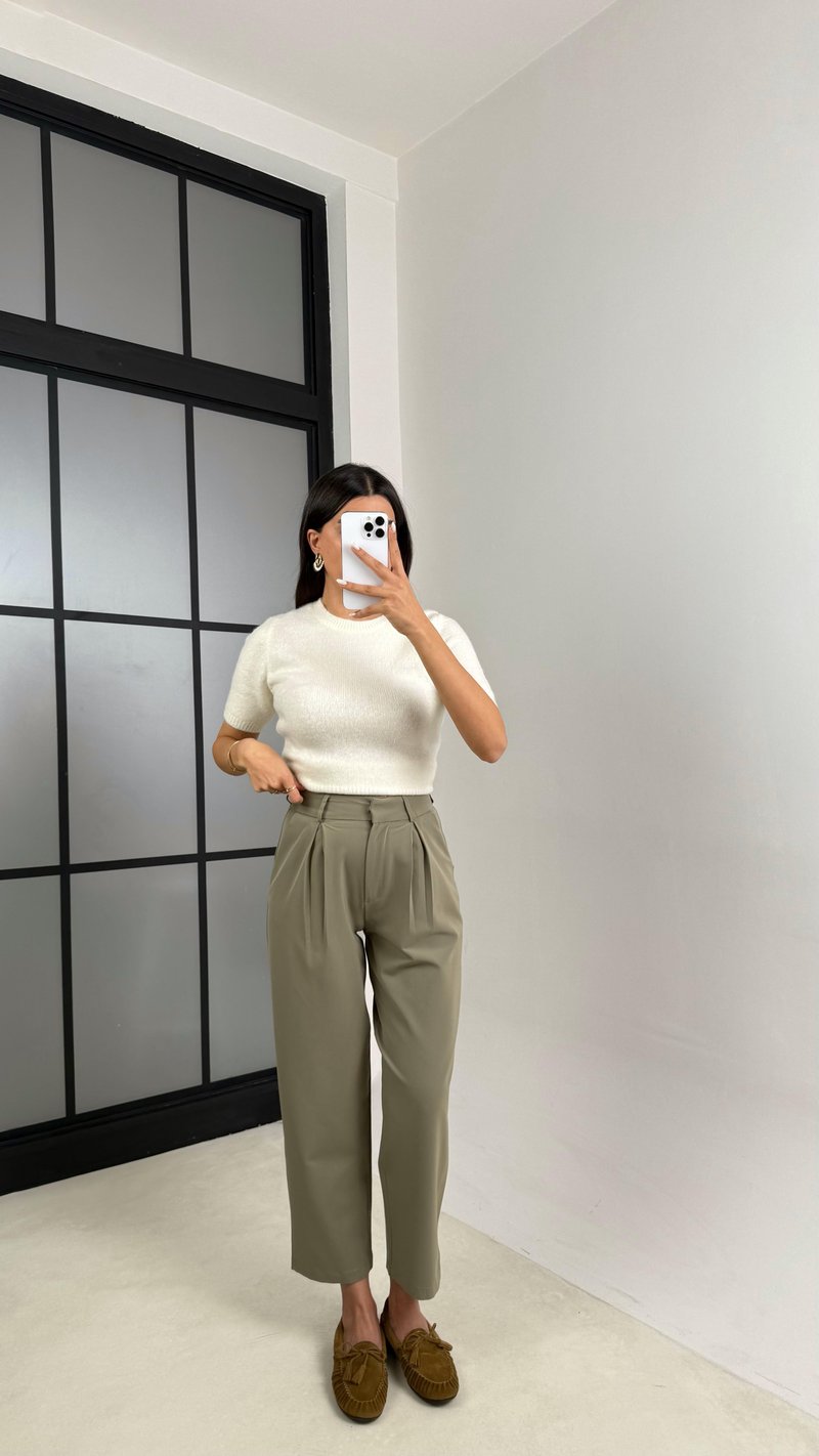 Yeşil Cepli Kumaş Pantolon GAUS-00544