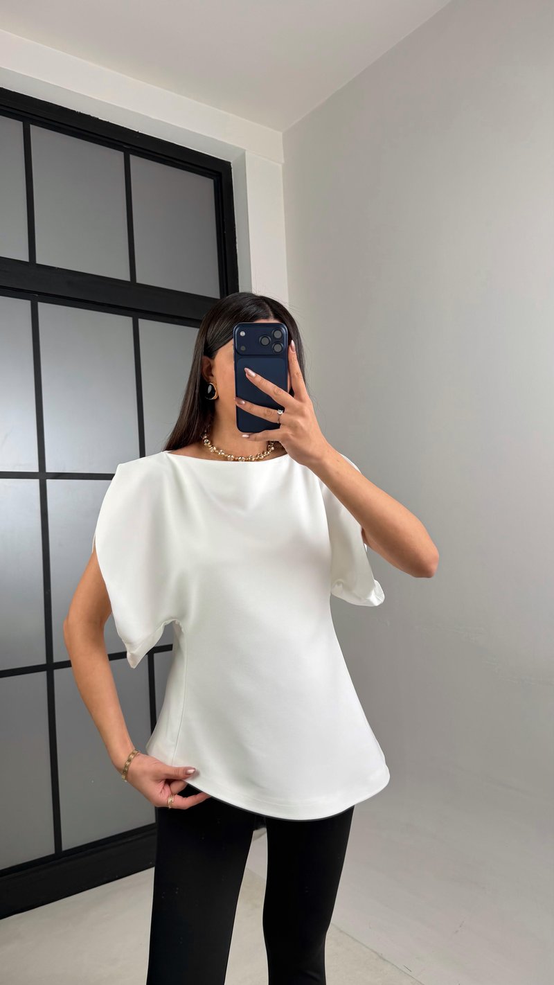 Beyaz Balon Kol Bluz GAUS-01126