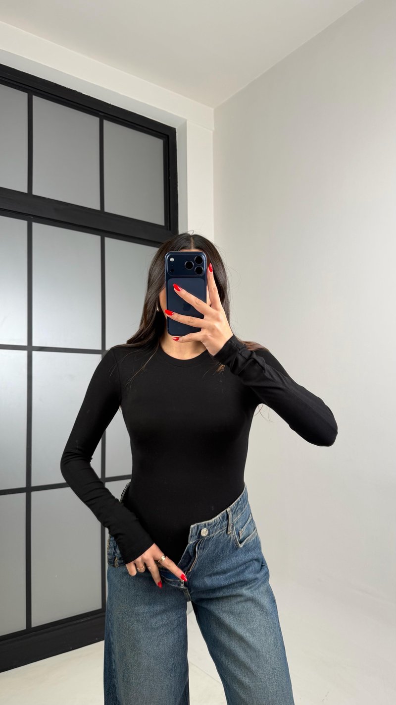 Siyah Basic Bodysuit GAUS-00940