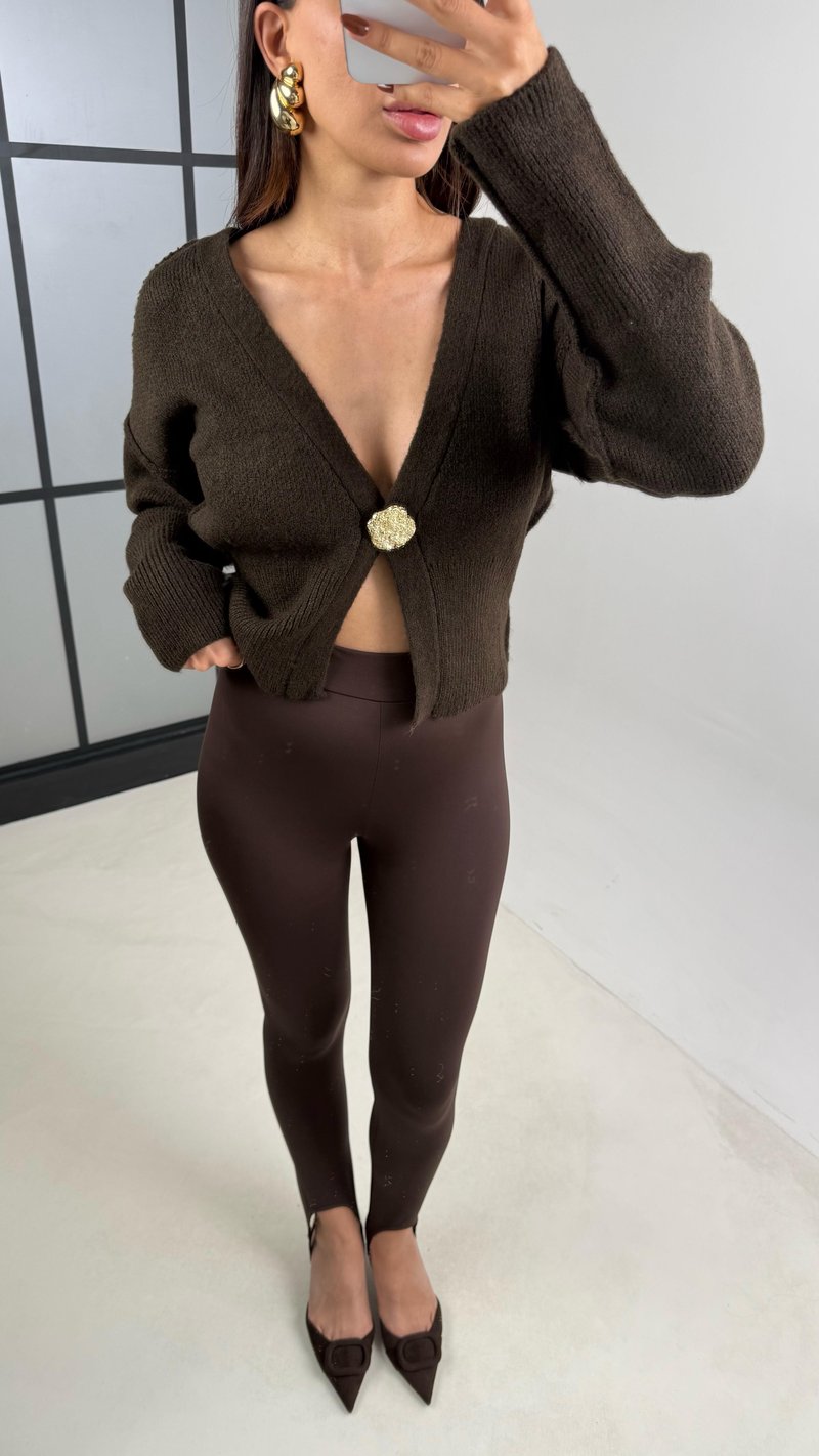 Acı Kahve Topuktan Geçirmeli Yumuşak Dokulu Füzo Tayt GAUS-00215