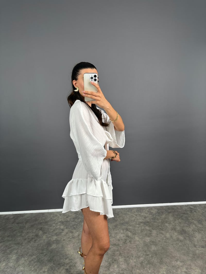 Tini Beyaz Şort Etek Bluz İkili Takım 