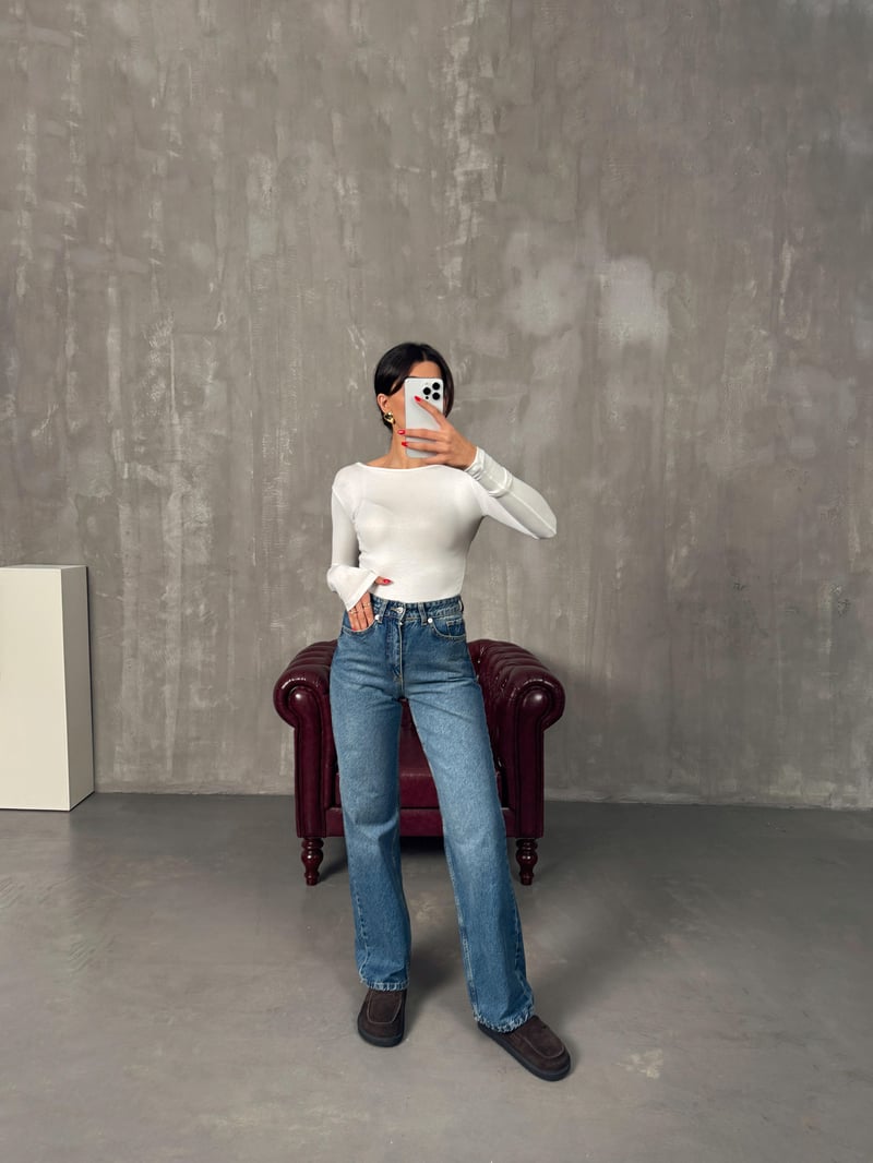 Pooki Mavi Yıkamalı Wide Leg ZR Jean