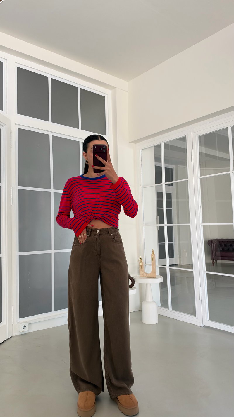 Haki Beli Lastikli Geniş Paça Jean GAUS-01876 GAUS-02035