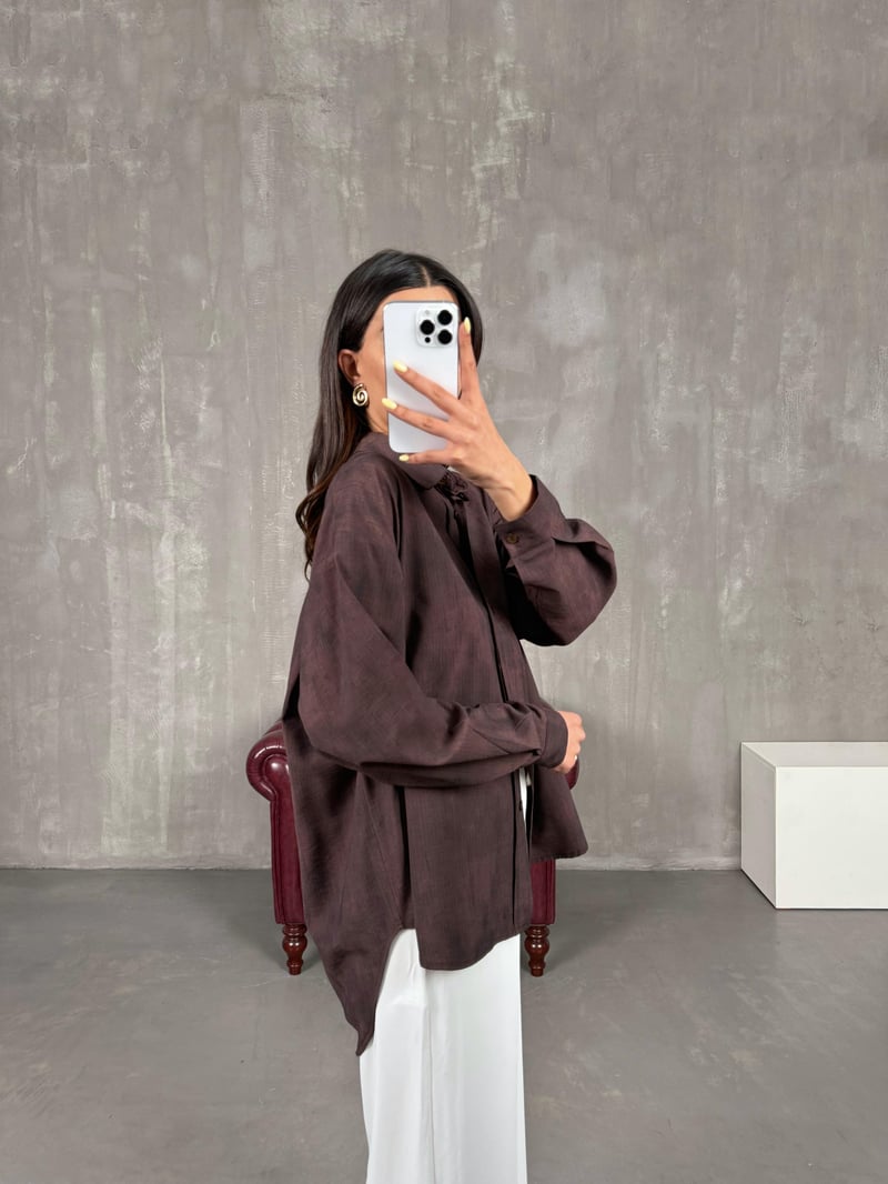 Acı Kahve Oversize Gömlek Gaus00146